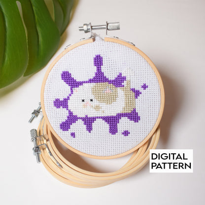 Splatoon Cross Stitch Pattern, Splatoon judd pattern For Instant Download, Splatoon 2 Cat DIY Pattern