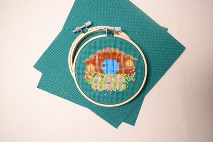 Hobbit Hole Hobbit bag end Cross Stitch pattern, LOTR lord the rings embroidery pattern for Instant download