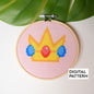 Princess Peach Cross Stitch Pattern, Super Mario Stitch Pattern, Pink Peach Crown Embroidery Digital Pattern