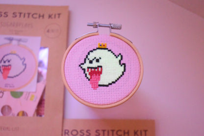 Mini ghost Cross Stitch Pattern, King Boo glow in the dark, Spooky Cross Stitch, Super Mario Pattern for instant download