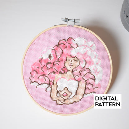 Steven Universe Rose Quartz Portrait Cross Stitch Pattern For Digital Download, Rose Quartz pattern,