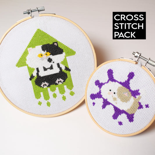 Splatoon Cross Stitch Duo Kits (2pack), Splatoon Lil Judd and large Judd Counted Cross Stitch, Splatoon Gifts