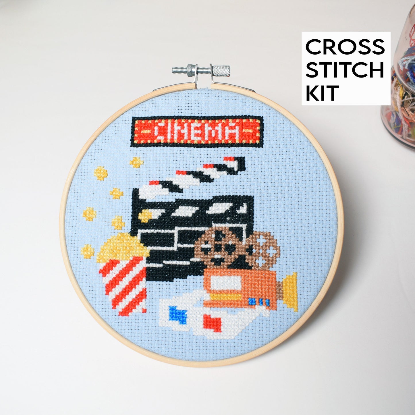 Movie Theater Beginner Friendly DIY Cross Stitch Kit