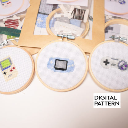 Game boy cross stitch digital download (3 pack) Game boy Original, Game boy Advance and SNES
