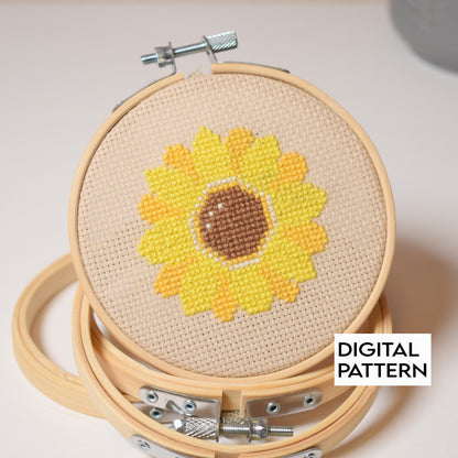 Sunflower Cross Stitch Pattern Floral Cross Stitch Pattern, Floral embroidery digital pattern. Sunflower digital pattern.