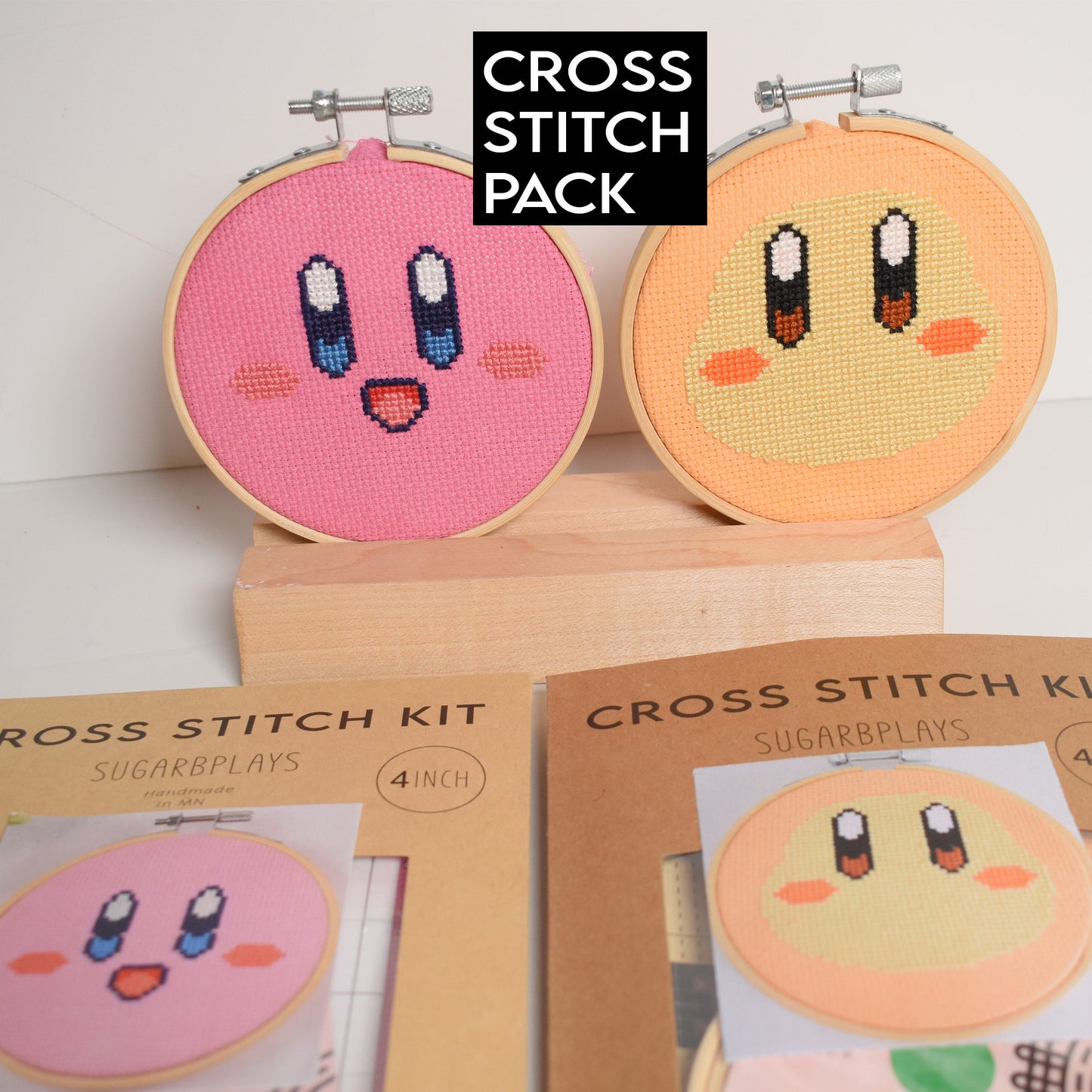 Kirby Cross Stitch, Waddle Dee Cross Stitch Kits (Double Pack) - DIY Beginner friendly Fun kits- Kirby gifts