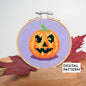 Halloween Pumpkin Cross Stitch Pattern, spooky Jack O Lantern Embroidery design, Halloween Needlepoint Pattern for Instant Download