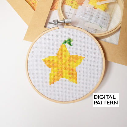 Kingdom Hearts Paopu Fruit Cross Stitch Pattern Digital Download, Star Fruit Embroidery Pattern, DIY Instant Download Pattern