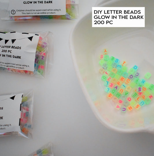 Glow in The Dark Letter Beads  (200pc), square letter Beads, DIY Bracelet Beads, Necklace Making, Jewelry Making, Friendship Bracelets