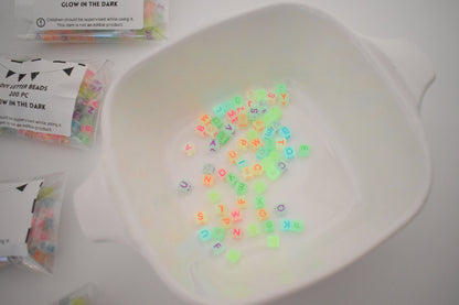 Glow in The Dark Letter Beads  (200pc), square letter Beads, DIY Bracelet Beads, Necklace Making, Jewelry Making, Friendship Bracelets