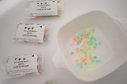 Glow in The Dark Letter Beads  (200pc), square letter Beads, DIY Bracelet Beads, Necklace Making, Jewelry Making, Friendship Bracelets