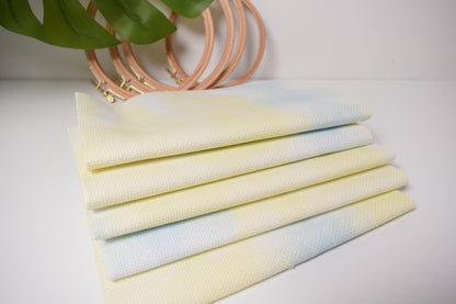 14ct Cross Stitch Fabric, Printed Aida Cloth, Pre-cut fat quarter fabric, 14 Count Color Aida Fabric, white yellow blue mix,