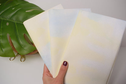 14ct Cross Stitch Fabric, Printed Aida Cloth, Pre-cut fat quarter fabric, 14 Count Color Aida Fabric, white yellow blue mix,