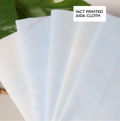 14ct Cross Stitch Fabric, Printed Aida Cloth, Pre-cut fat quarter fabric, 14 Count Color Aida Fabric, Blue sky cloud pattern