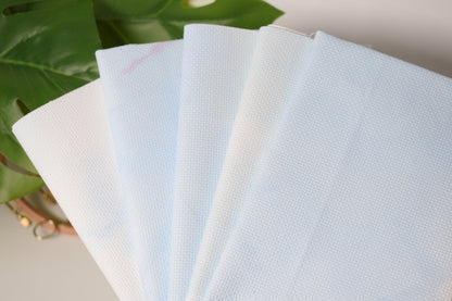 14ct Cross Stitch Fabric, Printed Aida Cloth, Pre-cut fat quarter fabric, 14 Count Color Aida Fabric, Blue sky cloud pattern
