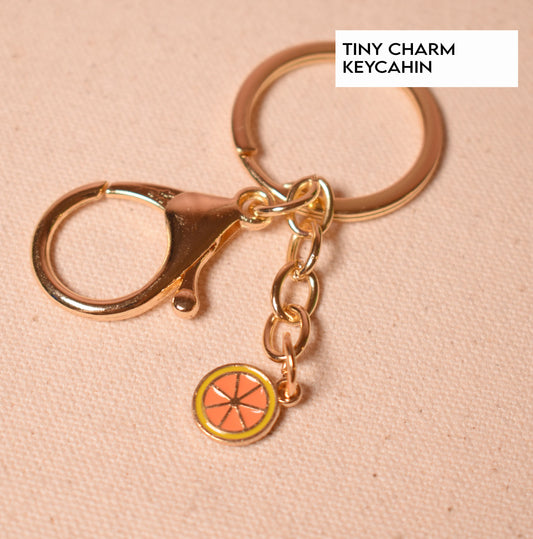 Orange Slice Gold Keychain Clasp, Circtus Keychain Ring, small orange enamel charms for keychain supply
