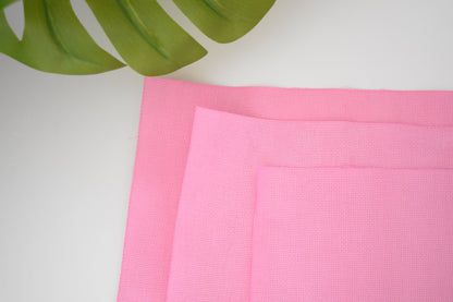 14 count Pink Aida Cloth, Hand dyed Cross Stitch Fabric, 14CT pink embroidery fabric, Flamingo Pink