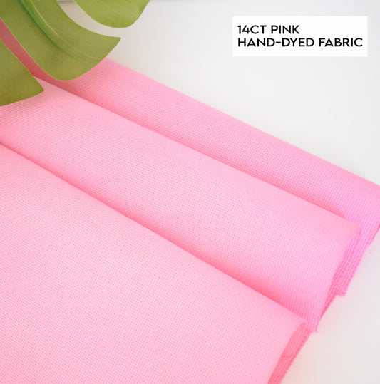 14 count Pink Aida Cloth, Hand dyed Cross Stitch Fabric, 14CT pink embroidery fabric, Flamingo Pink