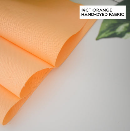 14 count Orange Aida Cloth, Hand dyed Cross Stitch Fabric, 14CT orange embroidery fabric
