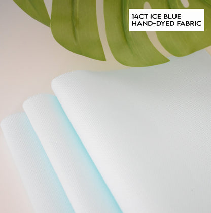 14 count Ice blue Aida Cloth, Hand dyed Cross Stitch Fabric, 14CT Ice blue embroidery fabric, Pacific blue, light blue, 15inch by 17 inch