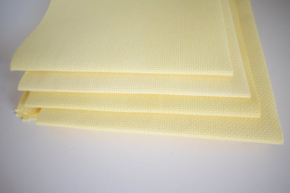 14 count Lemon yellow Aida Cloth, Hand dyed Cross Stitch Fabric, 14CT Pastel Yellow embroidery fabric. Each piece is 15"x17"