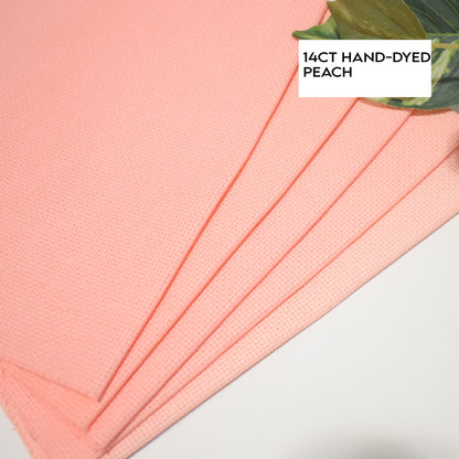 14 count Peach Color Hand dyed Aida Cloth, Watermelon Blush Color Hand dyed Cross Stitch Fabric, 14CT Peach color/grapefruit