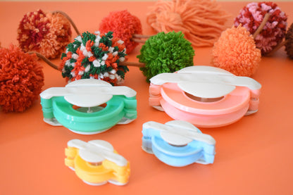 4 Sizes of Pom Pom Maker Set, DIY Fluffy yarn ball maker, Colorful and Fun Pompom Knitting Tool.