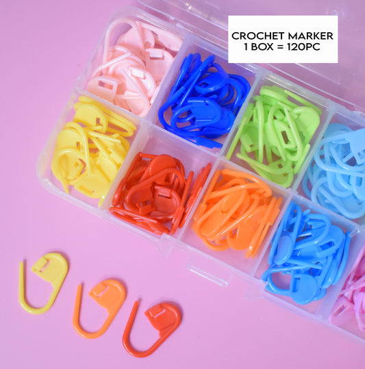 A Box of Stitch Marker(120 pc), Knitting Crochet Marker, Quick Locking Stitch Marker, Colorful Locking Clips, Marker Organizer