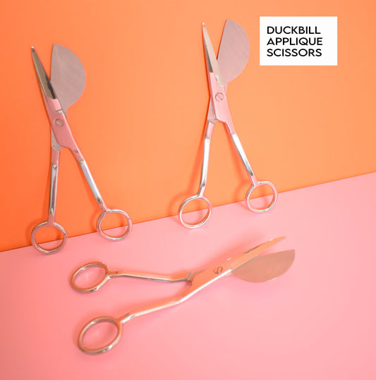 6" Duckbill Applique Scissors, Stainless Steel Carpet Trimmer, Ergonomic Bent DIY Paddle-Shaped Scissors for Rug Making and embroidery