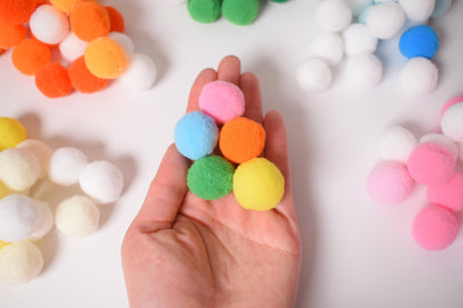 200pc Multicolor Pom Poms for crafts, Soft and Fluffy Large pom poms 1inch size ball, Garment Sewing, Kids Craft, Party Decoration