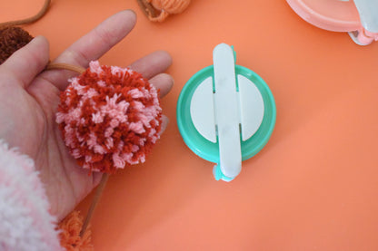4 Sizes of Pom Pom Maker Set, DIY Fluffy yarn ball maker, Colorful and Fun Pompom Knitting Tool.