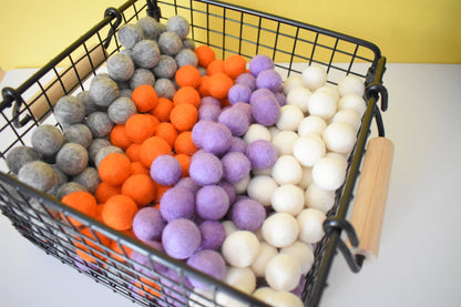 100% Wool Felt Balls Value Pack - Halloween Color set. Loose 2cm Wool Pom Pom, Home decor craft for Party, Nursery, Holidays Garland Supply,