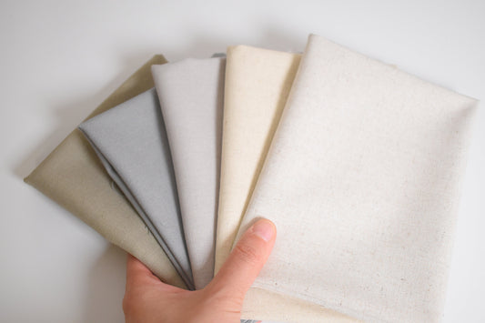 Cotton Linen Embroidery Fabric, 20"X27" Natural, Ivory, Light Gray, Dark Gray, Sage