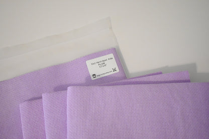14 count Hand Dyed Light Purple Aida Fabric, 14 count purple hand dyed fabric.