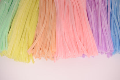 Colorful pipe cleaners, bulk fuzzy DIY craft sticks, diy decorations floral wires, Pastel color, purple, pink, blue, yellow, 100pc 12inch