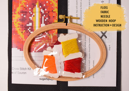 LotR Eye of Sauron Beginner Friendly Cross Stitch Kit