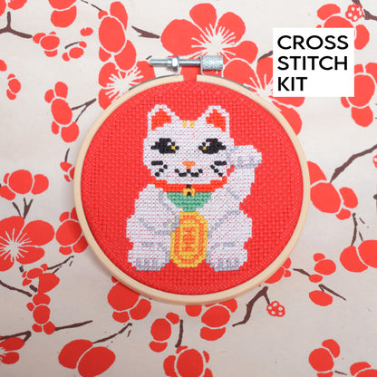 Lucky Cat Cross Stitch Kit