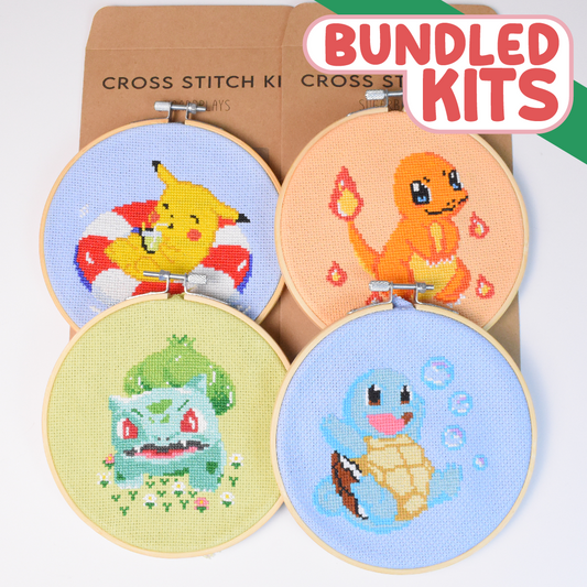 Kanto Starters Pikachu, Bulbasaur, Charmander and Squirtle - Kit Bundle