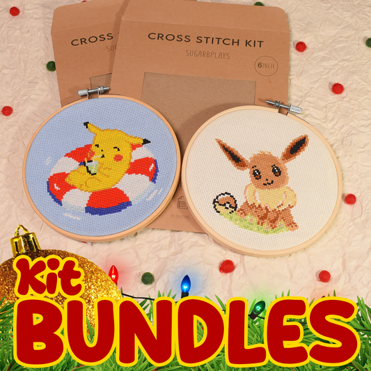 Kit Bundle - Eevee and Pikachu Cross Stitch Kits