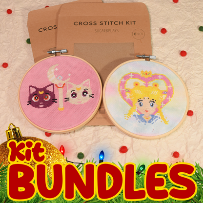 Kit Bundles - Sailor Moon, Luna and Artemis Cross Stitch Kits