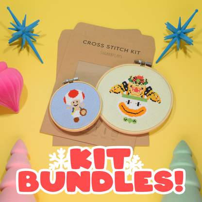 Holiday Bundles -Toad and Bowser Cross Stitch Kits