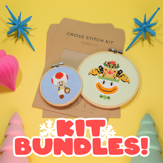 Holiday Bundles -Toad and Bowser Cross Stitch Kits