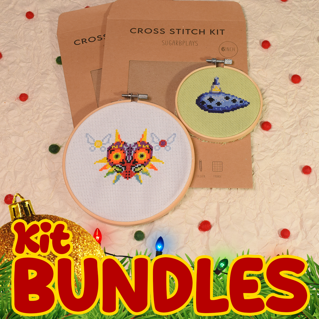 Legend of Zelda Cross Stitch Kits (2pack), Majora's Mask and Ocarina Cross Stitch Kit (6inch and 4inch)