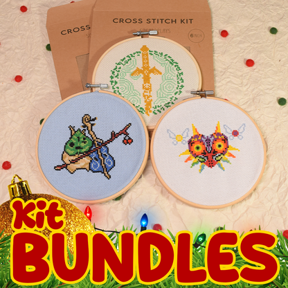 Kit Bundle - Majora's Mask, Korok and Master Sword Cross Stitch Kits